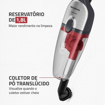 Aspirador De Pó Vertical Mondial Turbo Cycle HEPA AP-41-GI 1550W Cinza Com Inox 220V