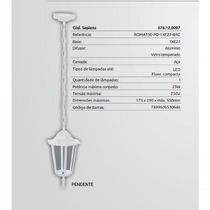 Pendente Roma 190 Branco 1xe27 G-light