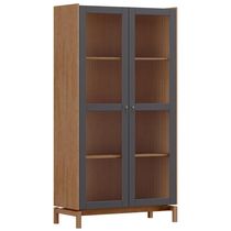 Cristaleira Para Sala De Jantar Bar 2 Portas Vidro 100cm Esdras F06 Tauari Concret - Lyam Decor