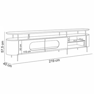 Rack Para Sala Orgânico Sâmia Com Painel Para Tv 85 Pol Aslan B01 Off White Champagne - Lyam Decor