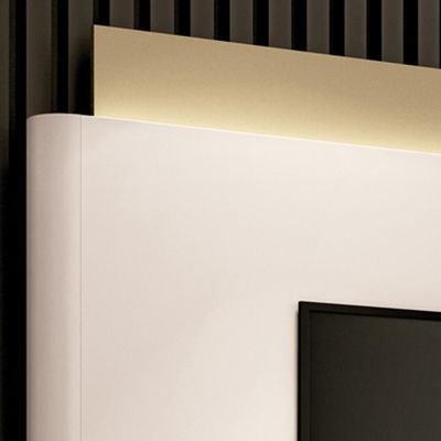 Rack Para Sala Orgânico Sâmia Com Painel Para Tv 85 Pol Aslan B01 Off White Champagne - Lyam Decor