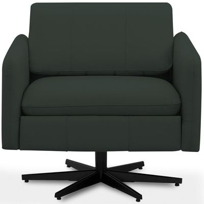 Kit 2 Poltronas Decorativa Giratória Retrátil Reclinável Lutor L06 Couro Verde Escuro - Lyam Decor