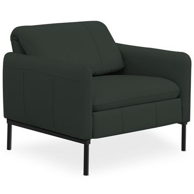 Kit 2 Poltronas Decorativa Fixa Retrátil Reclinável Lutor L06 Couro Verde Escuro - Lyam Decor