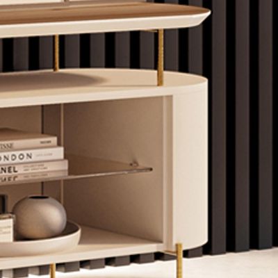 Rack Para Sala De Estar Tv 85 Pol Orgânico Sâmia B01 Off White Castanho - Lyam Decor