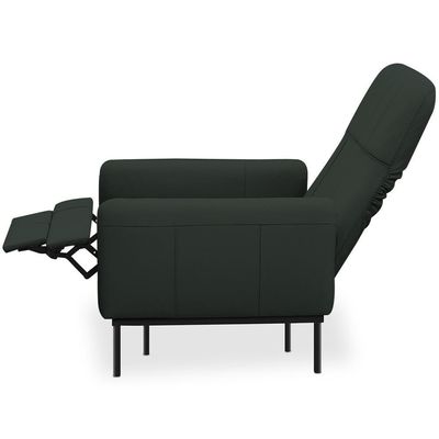 Kit 2 Poltronas Decorativa Fixa Retrátil Reclinável Lutor L06 Couro Verde Escuro - Lyam Decor
