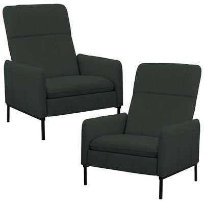 Kit 2 Poltronas Decorativa Fixa Retrátil Reclinável Lutor L06 Couro Verde Escuro - Lyam Decor
