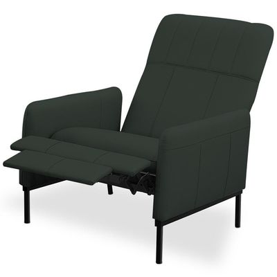 Kit 2 Poltronas Decorativa Fixa Retrátil Reclinável Lutor L06 Couro Verde Escuro - Lyam Decor