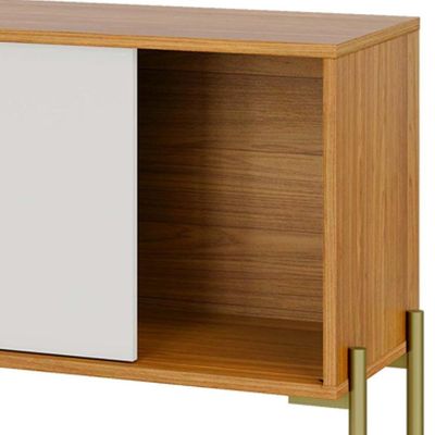 Rack Para Sala De Estar Tv 50 Pol 144cm Industrial Nagi D03 Freijó Off White - Lyam Decor