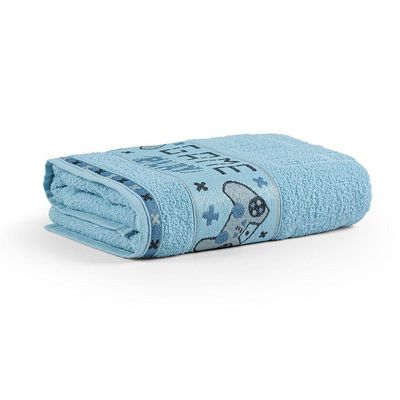 Toalha De Banho Infantil Pitico 1,15m X 75cm 100% Algodão Macio - Game Azul