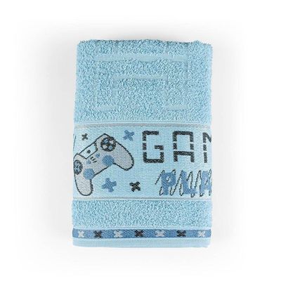 Toalha De Banho Infantil Pitico 1,15m X 75cm 100% Algodão Macio - Game Azul