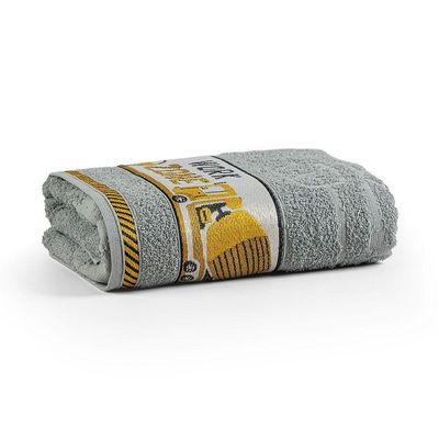 Toalha De Banho Infantil Pitico 1,15m X 75cm 100% Algodão Macio - Trator Manny Cinza