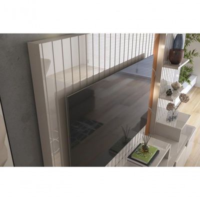 Home Cross Frisado Painel Tvs Até 55'' 4 Portas E Prateleiras P- Decoração - Off White jequitiba