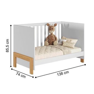Conjunto Infantil Alegria Branco Acetinado: Berço Mini Cama + Cômoda + Guarda-roupa