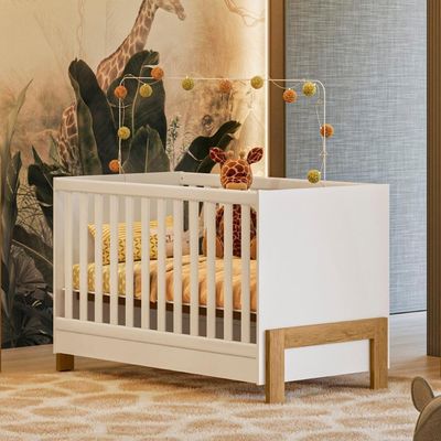 Conjunto Infantil Alegria Branco Acetinado: Berço Mini Cama + Cômoda + Guarda-roupa
