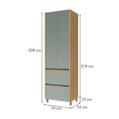 Paneleiro 2 Portas 2 Gavetas 70cm 100% Mdf Rainha Nature-verde