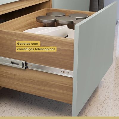 Paneleiro 2 Portas 2 Gavetas 70cm 100% Mdf Rainha Nature-verde