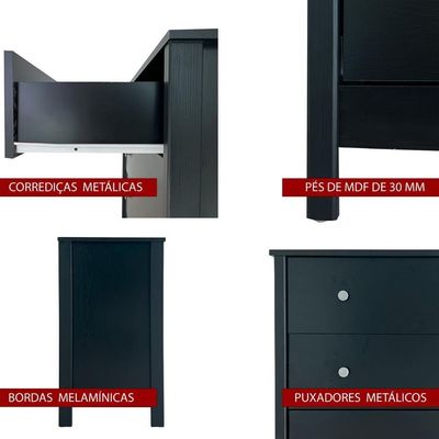Cômoda Ditália 6 Gavetas DM-221 Preto