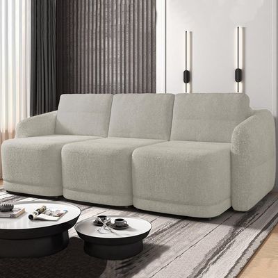 Sofá Cama Casal Para Sala 306cm Polska Z08 Boucle Bege - Mpozenato