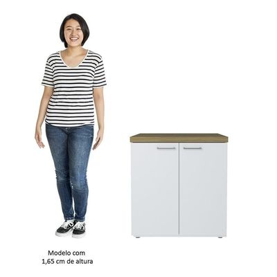 Mesa Escrivaninha Em L Sharp E Balcão 70cm 2 Portas Tok A06 Olmo/branco - Mpozenato