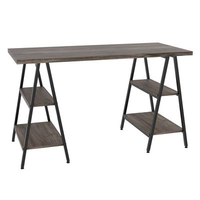 Mesa Escrivaninha Cavalete 135cm Estilo Industrial Prisma C08 Carvalho Dark/preto - Mpozenato