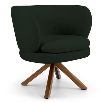 Kit 2 Poltronas Decorativas Melissa Base Giromad Giratória Veludo C-303 Verde Musgo - Domi