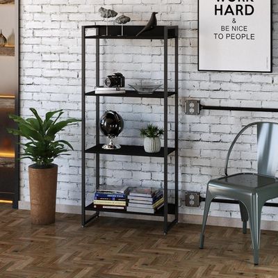 Estante Livreiro Dynamica Industrial 60cm 4 Prateleiras C08 Preto ônix - Mpozenato