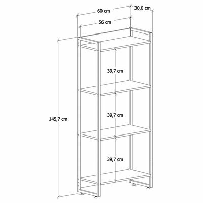 Estante Livreiro Dynamica Industrial 60cm 4 Prateleiras C08 Preto ônix - Mpozenato