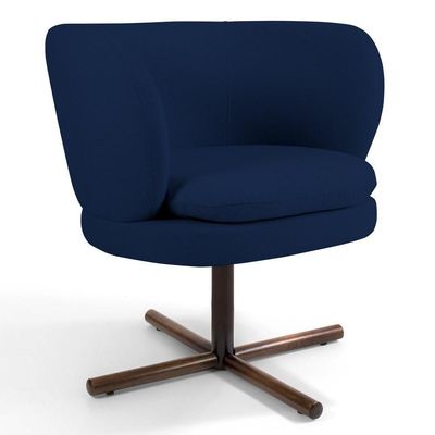 Kit 2 Poltronas Decorativas Melissa Base Xis Giratória Veludo C-304 Azul Marinho - Domi