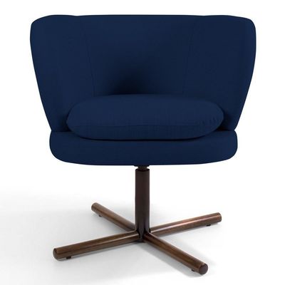 Kit 2 Poltronas Decorativas Melissa Base Xis Giratória Veludo C-304 Azul Marinho - Domi