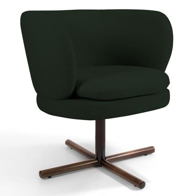 Kit 2 Poltronas Decorativas Melissa Base Xis Giratória Veludo C-303 Verde Musgo - Domi