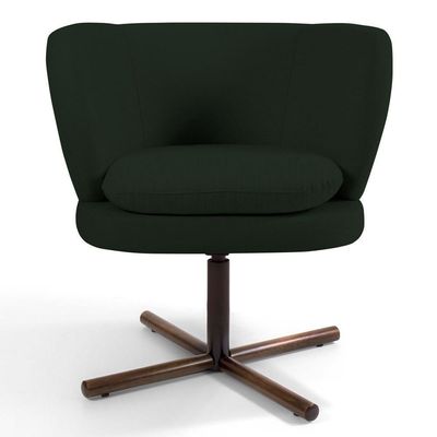 Kit 2 Poltronas Decorativas Melissa Base Xis Giratória Veludo C-303 Verde Musgo - Domi