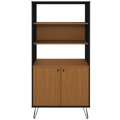 Estante Livreiro Decorativa 2 Portas Industrial Lit A06 Freijó/preto - Mpozenato