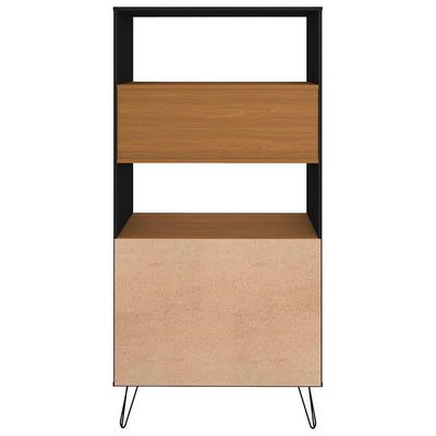 Estante Livreiro Decorativa 2 Portas Industrial Lit A06 Freijó/preto - Mpozenato