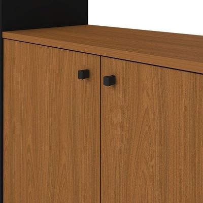 Estante Livreiro Decorativa 2 Portas Industrial Lit A06 Freijó/preto - Mpozenato