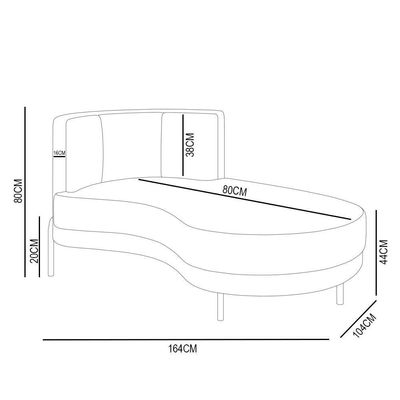 Chaise Longue Divã 164cm Braço Esquerdo Logus D06 Veludo Azul - Mpozenato