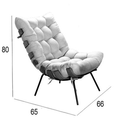 Poltrona Costela Com Puff Tecido Linho Off White