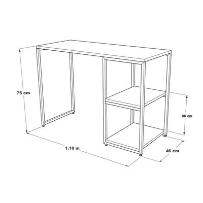 Mesa Escritório Berlim Industrial Com Prateleira Ferro Cobre Tampo 110x46 Branco