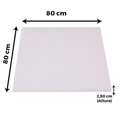 Mesa Quadrada Alpha Inox Prata 73,50 Cm (altura) Tampo Mdp Quadrado 80 Cm Branco (larg)