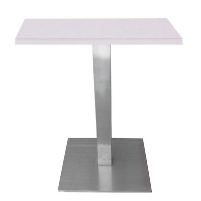 Mesa Quadrada Alpha Inox Prata 73,50 Cm (altura) Tampo Mdp Quadrado 80 Cm Branco (larg)