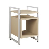 Mesa De Cabeceira Industrial Marrocos Ferro Branco E Tampo Off-white