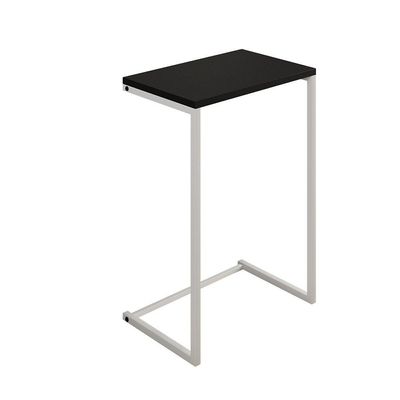 Mesa Lateral De Apoio Industrial Sofá Charmme Ferro Branco E Tampo Preto