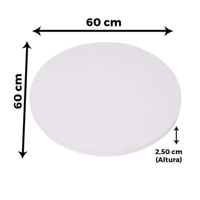 Mesa Quadrada Alpha Inox Prata 73,50 Cm (altura) Tampo Mdp Redondo 60 Cm Branco (larg)