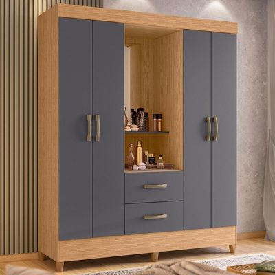 Guarda Roupa Capelinha Mobi 4 Portas Freijó-titanium - Móveis Albatroz Freijó-titanium