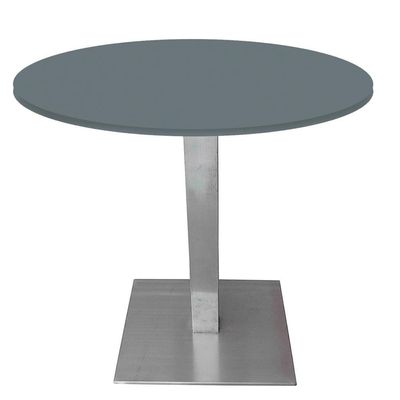 Mesa Quadrada Alpha Inox Prata 73,50 Cm (altura) Tampo Mdp Redondo 60 Cm Grafito (larg)
