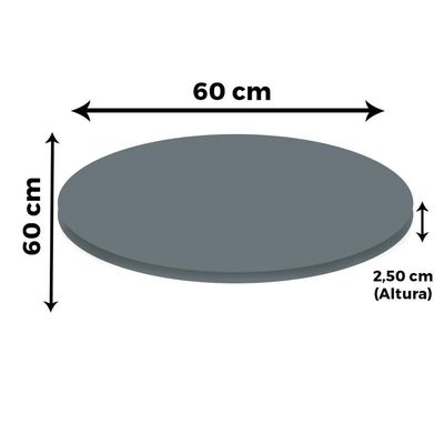 Mesa Quadrada Alpha Inox Prata 73,50 Cm (altura) Tampo Mdp Redondo 60 Cm Grafito (larg)