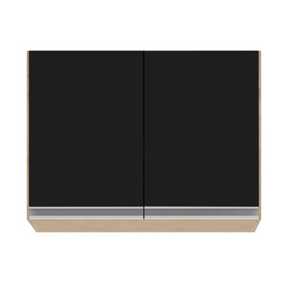 Armário De Cozinha Modulado De Canto 7 Peças Cp19 Balcão Sem Tampo Castanho/preto - Lumil