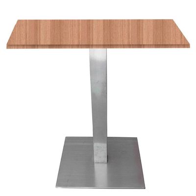 Mesa Quadrada Alpha Inox Prata 73,50 Cm (altura) Tampo Mdp Quadrado 70 Cm Noce Naturalle (larg)