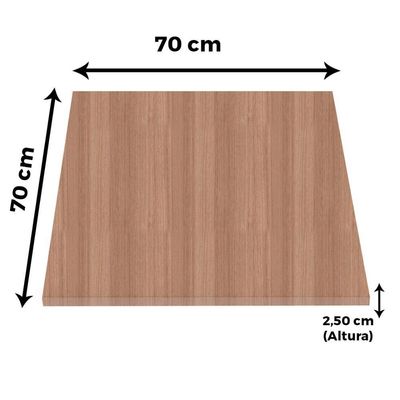 Mesa Quadrada Alpha Inox Prata 73,50 Cm (altura) Tampo Mdp Quadrado 70 Cm Noce Naturalle (larg)