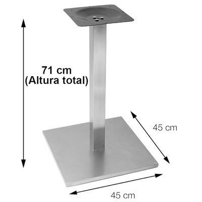 Mesa Quadrada Alpha Inox Prata 73,50 Cm (altura) Tampo Mdp Redondo 60 Cm Cinza (larg)