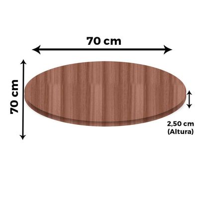 Mesa Quadrada Alpha Inox Prata 73,50 Cm (altura) Tampo Mdp Redondo 70 Cm Walnut (larg)